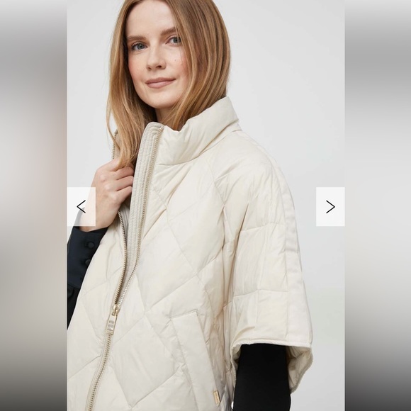 NWOT Mos Mosh Aubrey Diamond Down Poncho in Birch Packable Lightweight Jacket - Picture 6 of 16